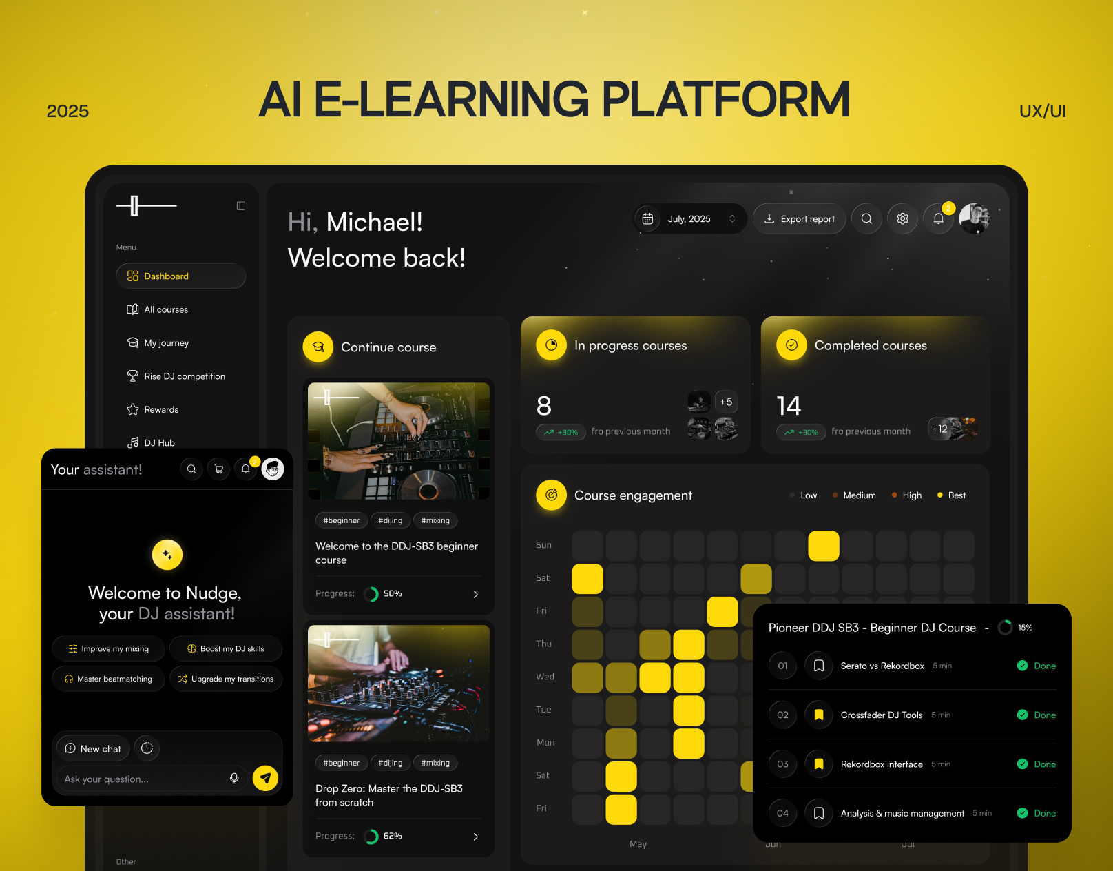 🎓 AI Learning App Edtech Platform Educational Dashboard UX UI ai ai assistant ai chat dark dashboard dashboard design dashboard ui e learning edtech education learning learning app online course premium saas saas dashboard ui uiux user experience web app