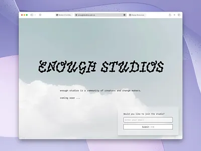 Enough Studios Landing Page