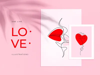 Set on one line illustrations about love and cards abstract abstract shapes illustration lineart love one line vector