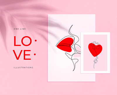 Set on one line illustrations about love and cards abstract abstract shapes illustration lineart love one line vector