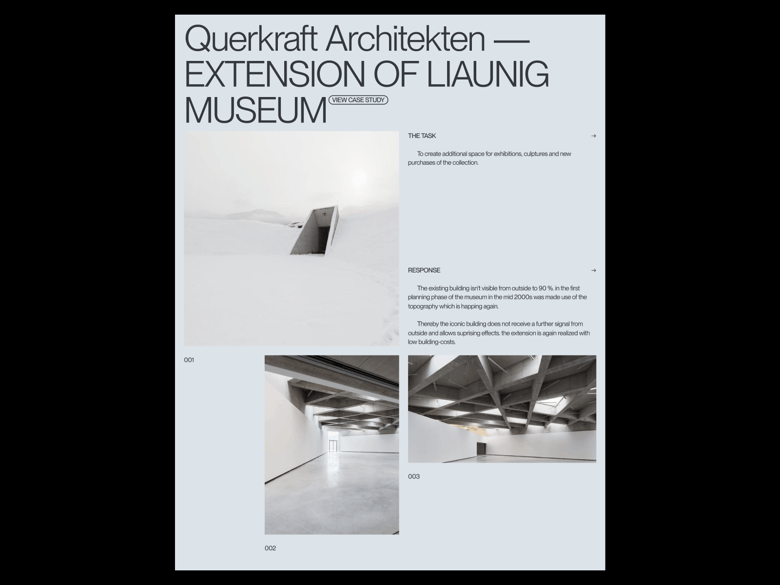 Liaunig Museum architecture grid layout minimal minimalist neue montreal pangram portfolio presentation typography