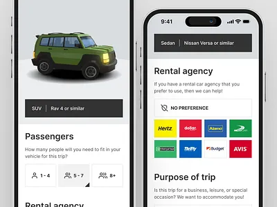 Car Rental UI 3d car concept design guided interface iphone14 mobile rental ui ux vehicle