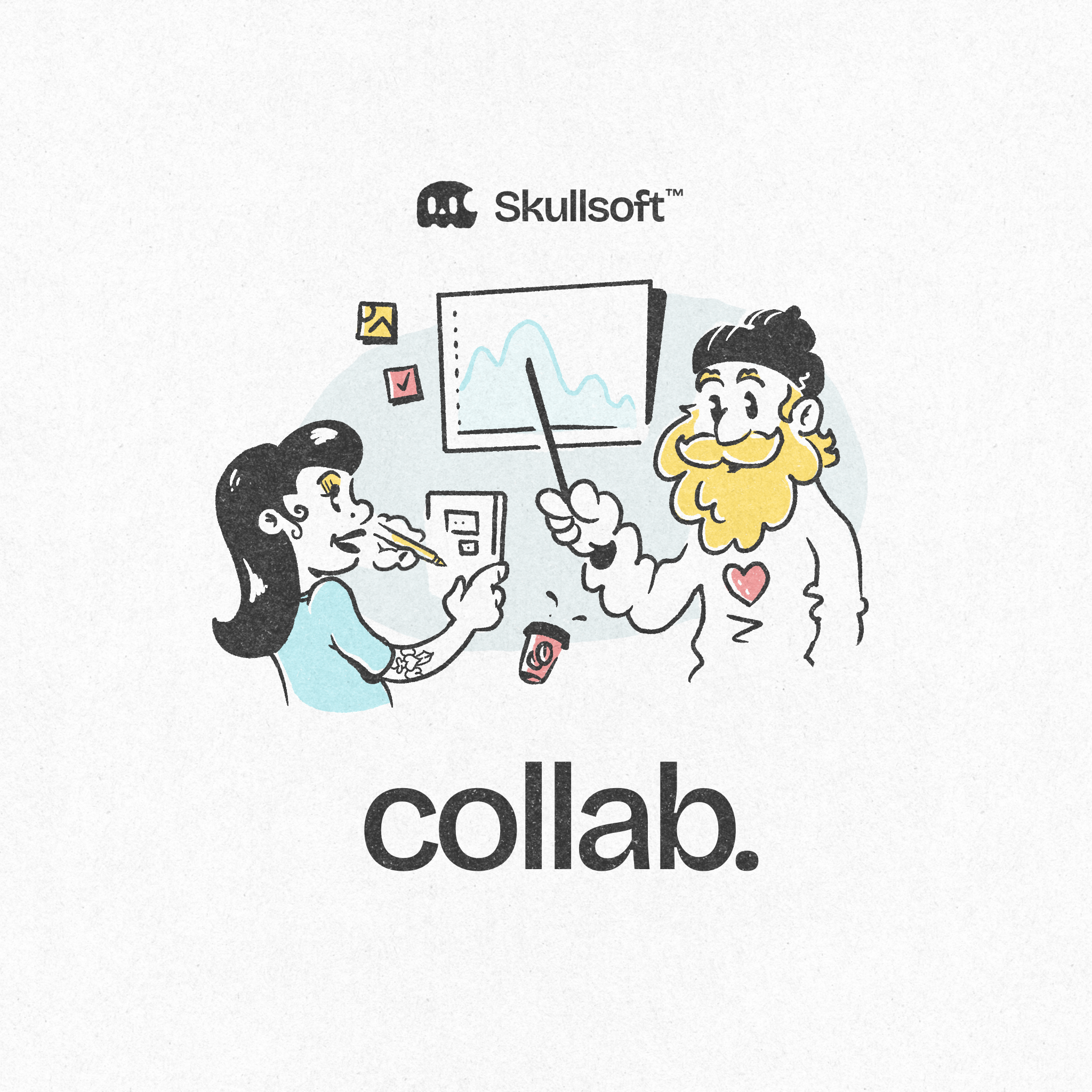 Collab. collab collaboration hand drawn illustration skull tech