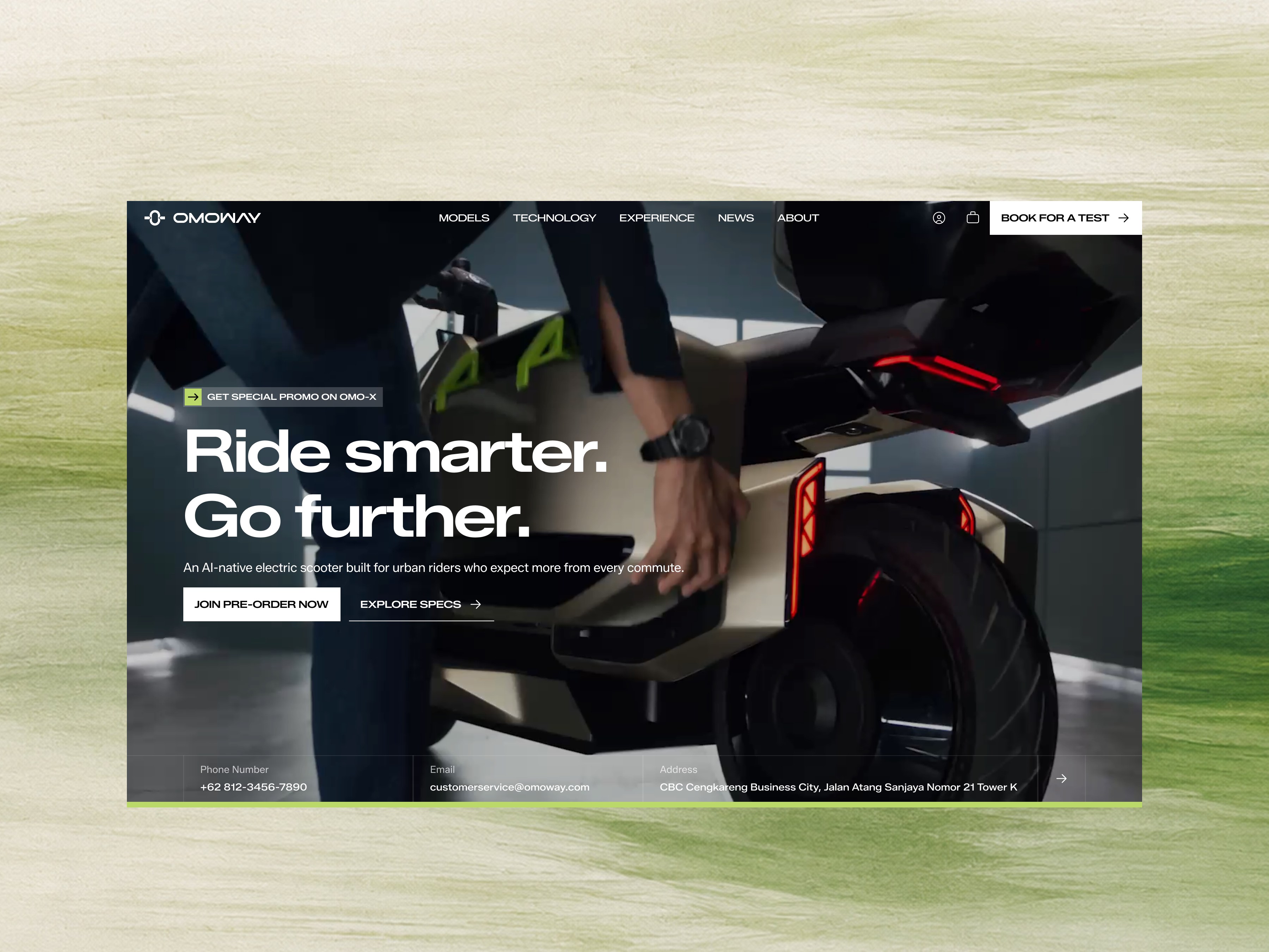 [LIVE] Omoway Landing Page branding electric electric vehicle ev landing page ui uiux website