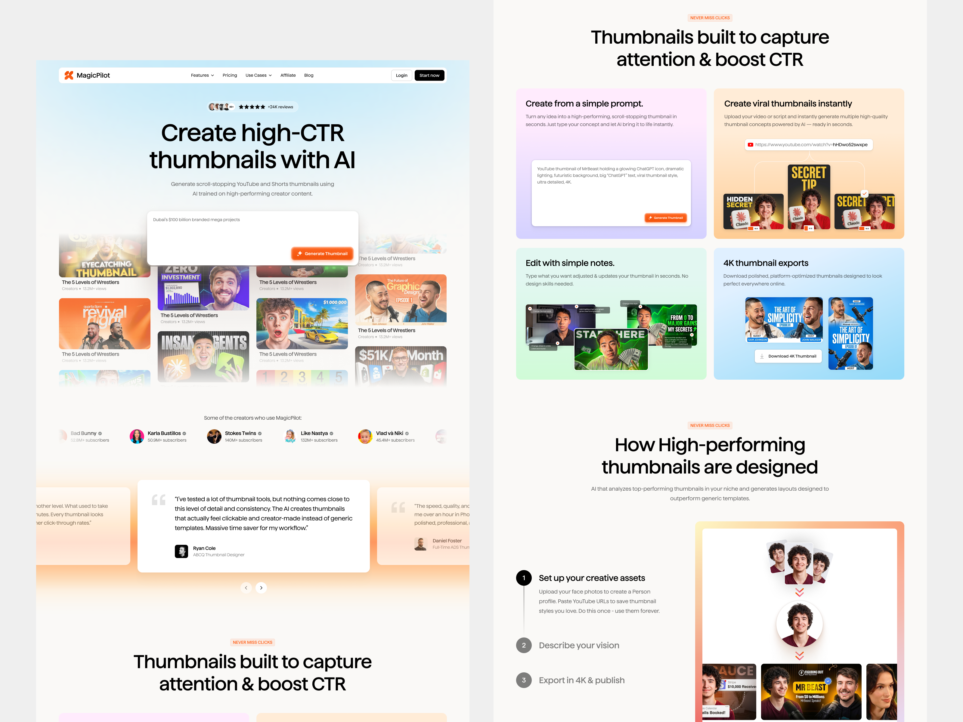 AI YouTube Thumbnail Generator ai ai assistance ai landing page ai thumb landing page product design thumbnail generator thumbnail maker web website