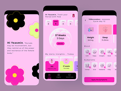 Period tracking app design apps design cycle female health lifestyle menstruation minimal app mobile app design period period app period data period ping period tracker period tracker app periodic table periods tracker app tracking ui ux woman