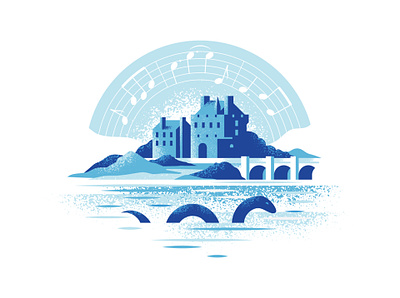 Highland Hymn blue bridge castle europe highland history hymn illustration lake landscape loch ness mansion monster music nessie scotland scottish travel uk vector