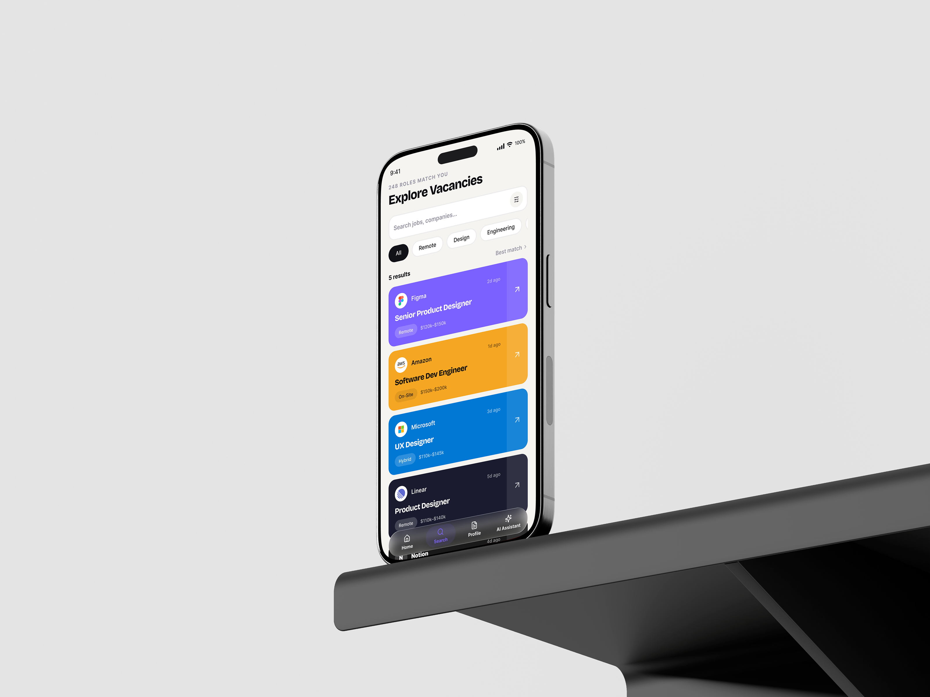 AI-Powered Job Search App UI/UX ai animation app design clean ui dashboard design system hr interaction design ios app mobile app mobile design modern ui product design recruitment saas tech ui uiux user interface ux