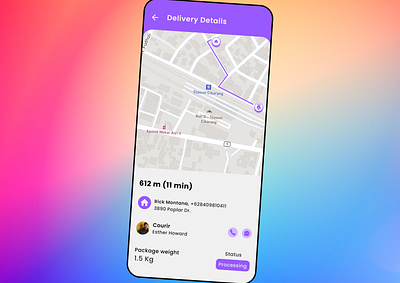 Daily UI #20 | Location tracker 020 daily ui daily ui 20 dailyui delivery details location tracker map mobile mobile design purple ui ux
