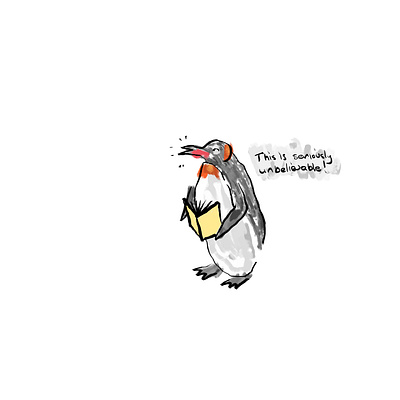 A penguin reads fiction apple pencil applepencil book comedy fiction illustration ipadart ipadpro joke penguin