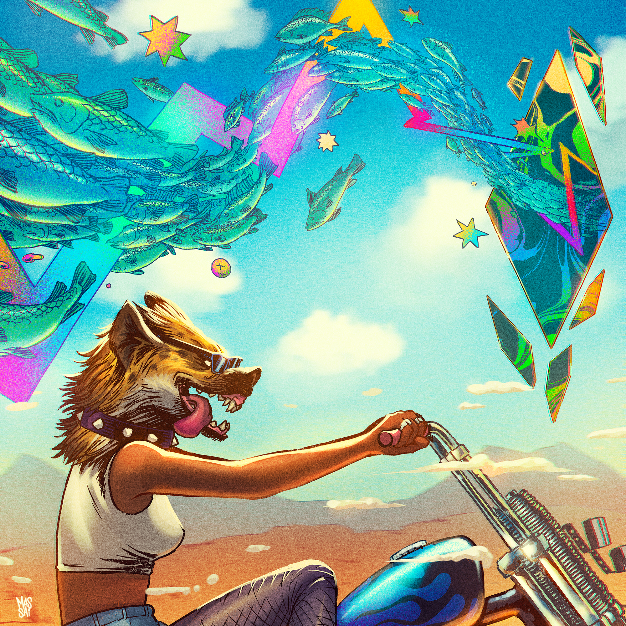 Hyena Chopper - American Lager advertisiment artwork beer label branding design graphic design illustration package poster