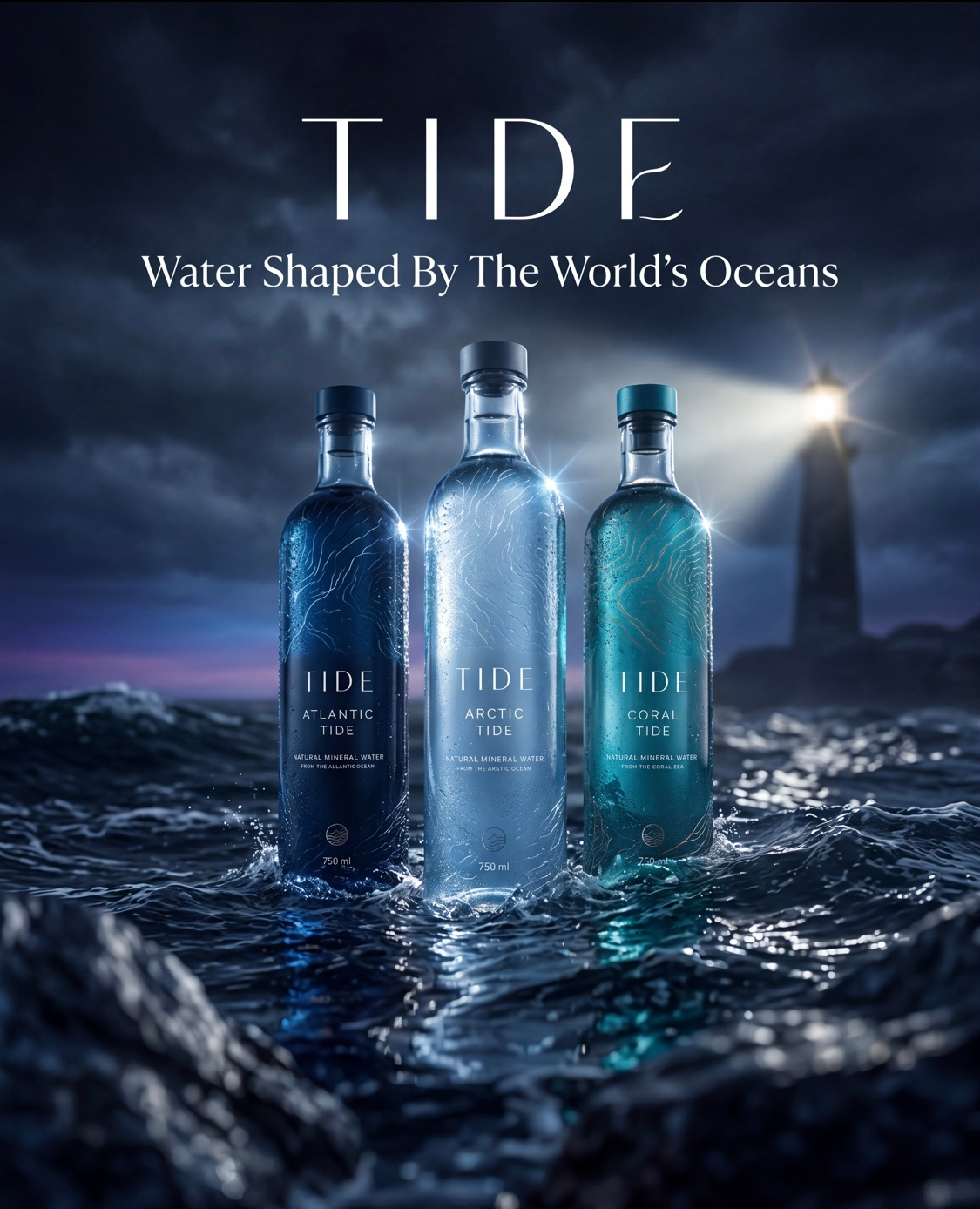 TIDE Water Brand artdirection beverage brand identity branding editorial graphic design identity illustration logo luxury packaging product design typography ui water