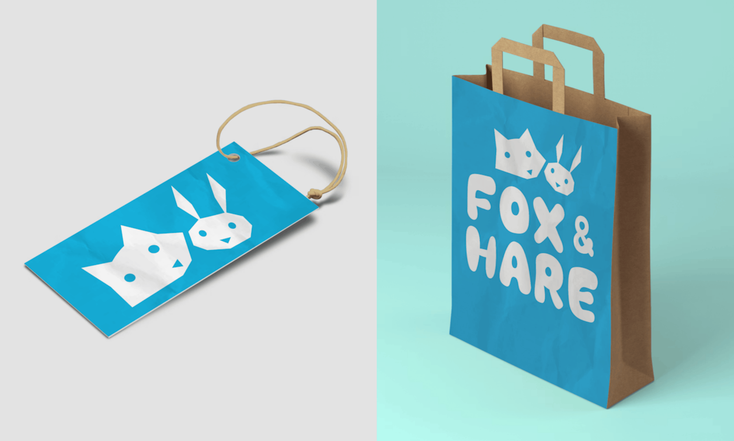 Fox and Hare Logo Design animal app branding business clothing cute design fox graphic design hare logo mockup rabbit vector