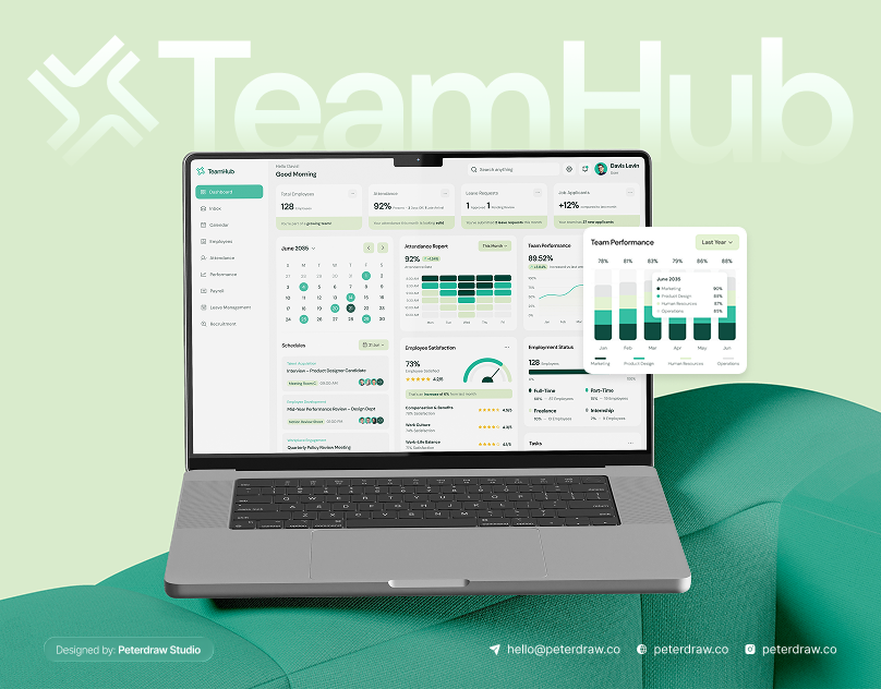 TeamHub - HR Management Admin Dashboard Case Study admin dashboard dashboard figma figma template hr hr management ui ui inspiration ui showcase ui trends user interface website website design