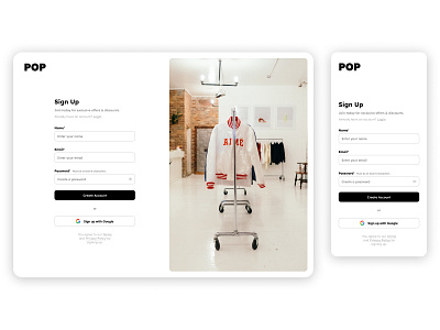Sign Up Page call to action clean create account create an account culture desktop fashion form input minimal mobile modern pop sign up signup simple ui ux web design web page