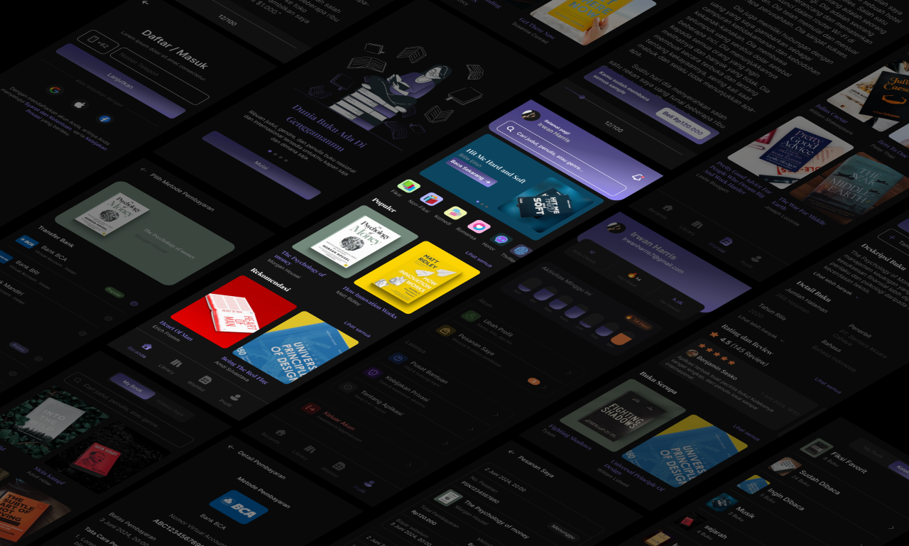E-Book App: Immersive Dark Mode UI book app branding case study dark mode ebook reader figma minimalist ui mobile app product design ui uiux user experience user interface