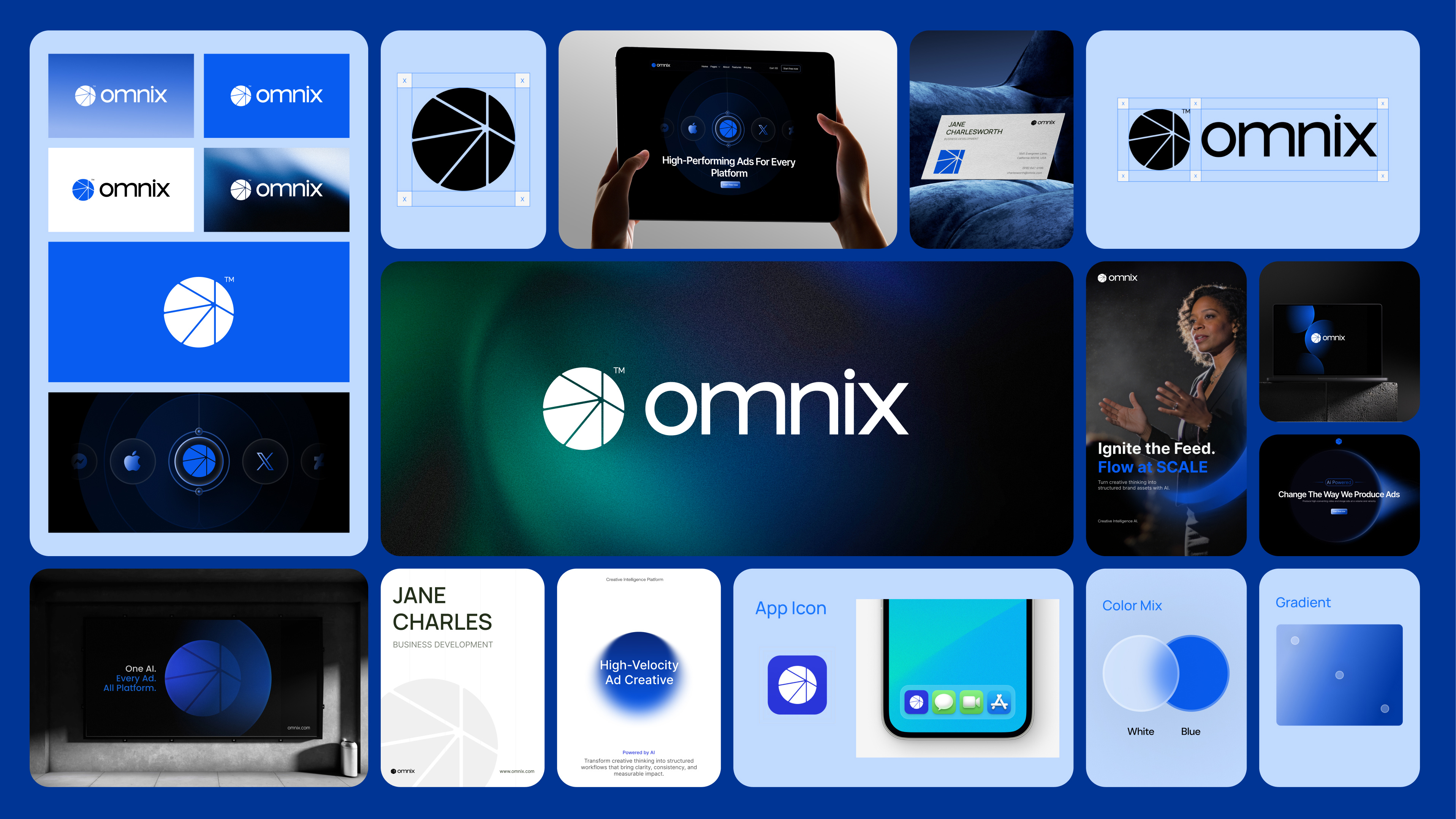 Omnix - Future Ads Solution with Ai Powered brand identity branding branding identity design graphic design logo ui ux
