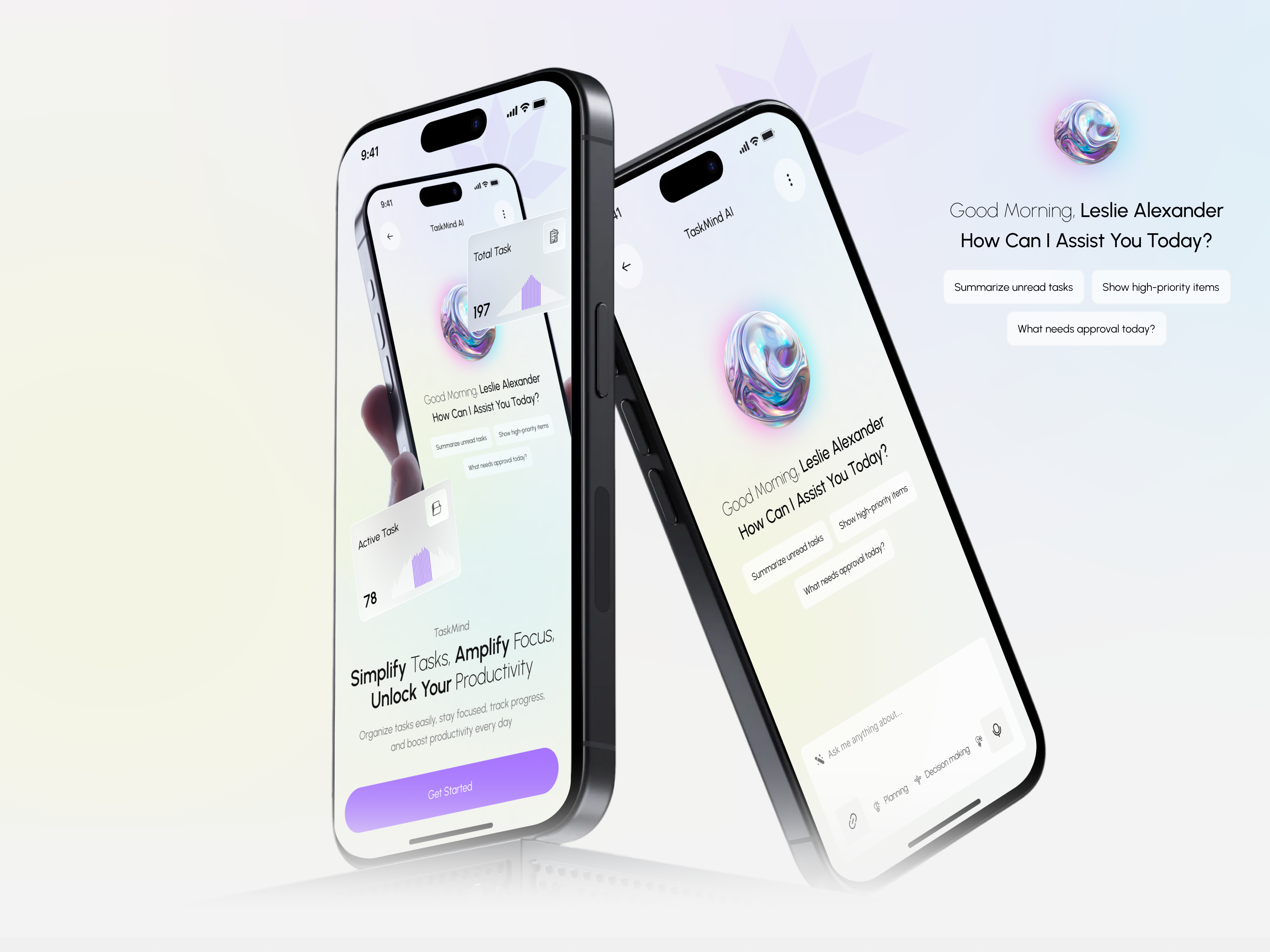AI Productivity & Task Management Mobile App ai app ai assistent ai productivity app redesign ios app design mobile mobile app mobile app design product design productivity app saas design task app task management task management app ui ux web dashboard workflow design