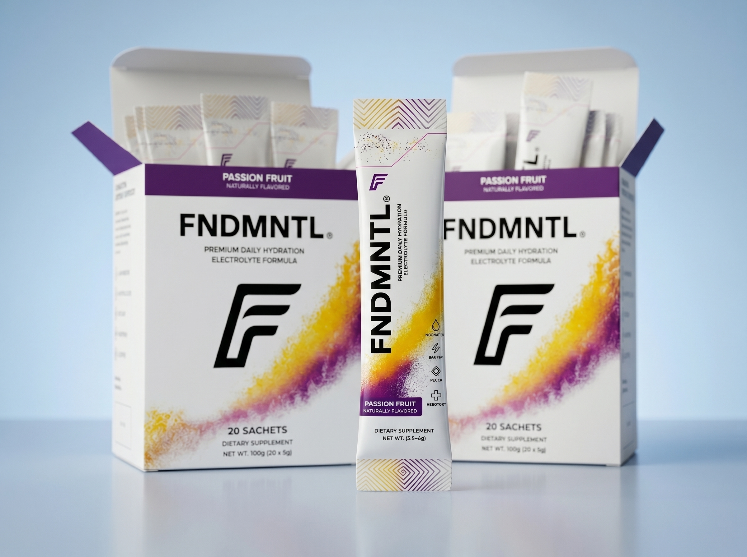 Premium Electrolyte Supplement Packaging Design box design branding electrolyte health label design minimal nutrition packaging powder product design sachet sports supplement typography wellness
