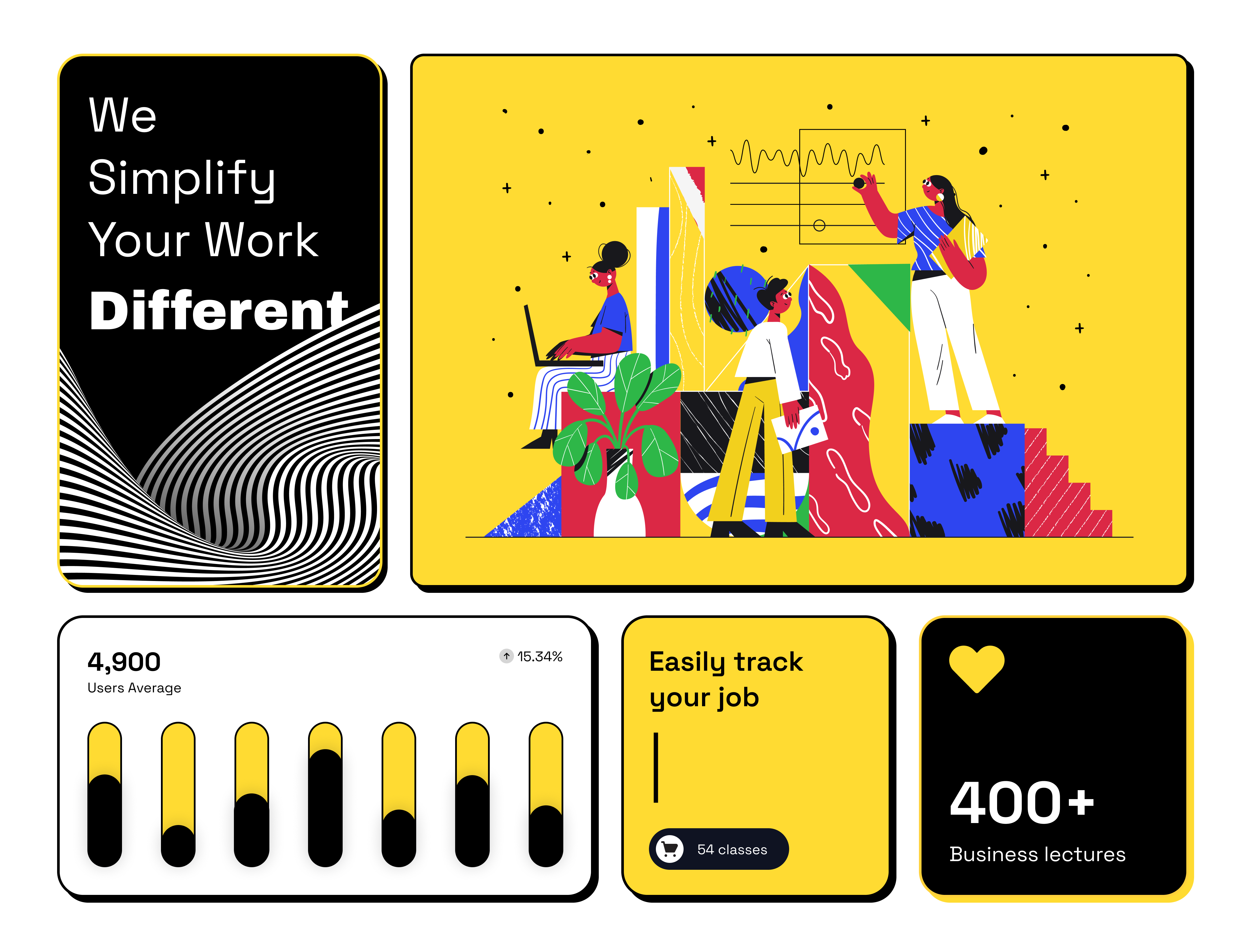 Bento Grid UI Exploration – Work Simplified analytics bento grid bento layout brutalist design component design creative ui dashboard dashboard ui data visualization modern ui neo brutalism neobrutalism productivity saas saas ui ui block ui design ux design web app web design