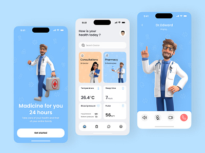 Healthcare service - Mobile app app application creative design healthapp healthcare healthcareapp healthmobileapp medical medicalmobileapp mobile typography ui uiux ux