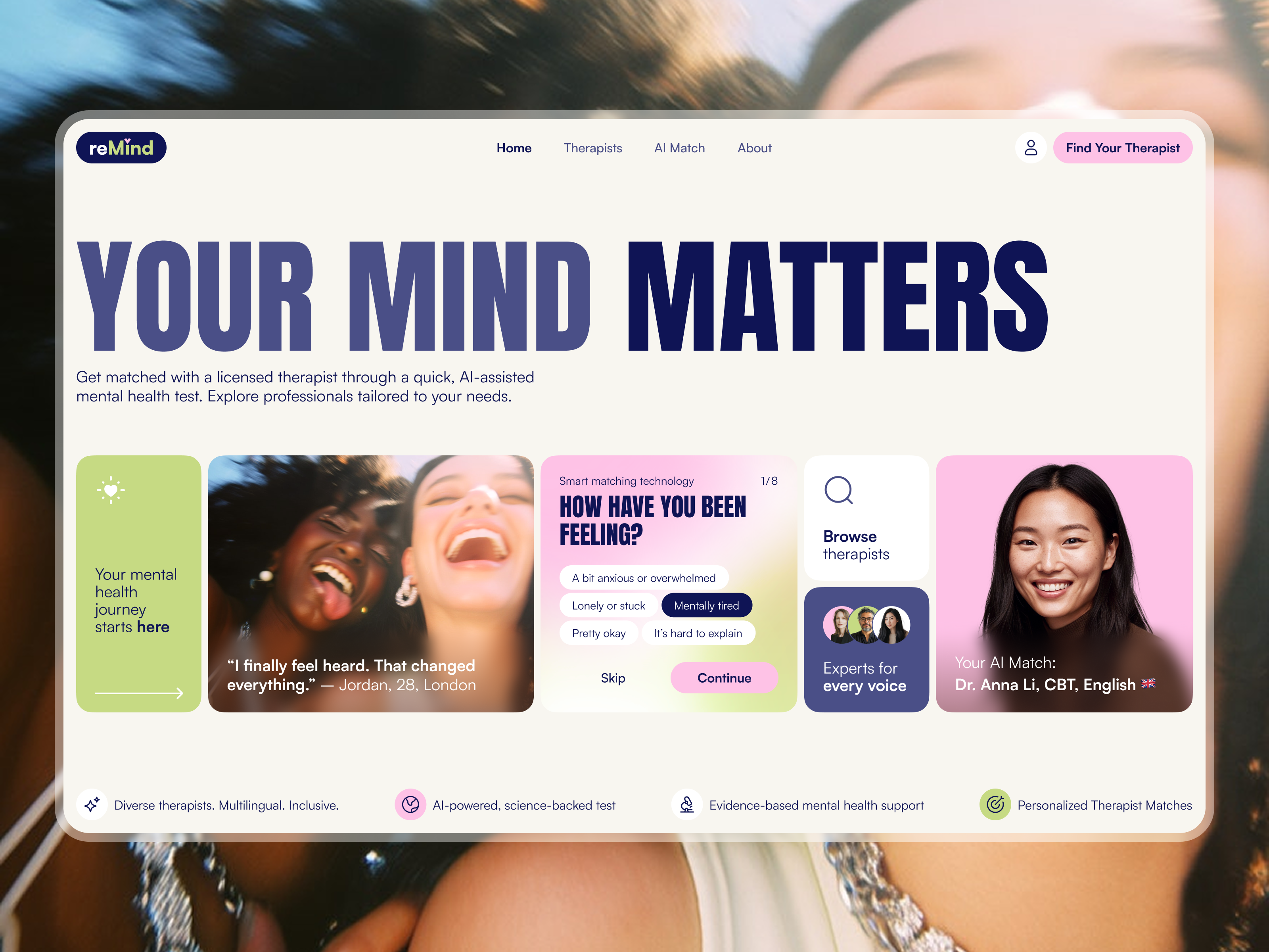 🌱 Web design for Mental Health platform | Hyperactive clean ui colors design health healthcare hero hero section homepage hyperactive mental product design saas therapist ui ux web design website