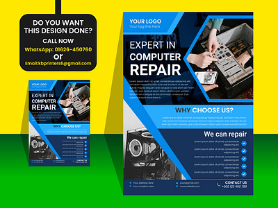 Computer Repair Flyer Template. branding computer computer flyer computer repair flyer computer shop display electronic electronic shop fist fix flyer graphic design laptop laptop repair logo mobile pc pc shop repair repairing