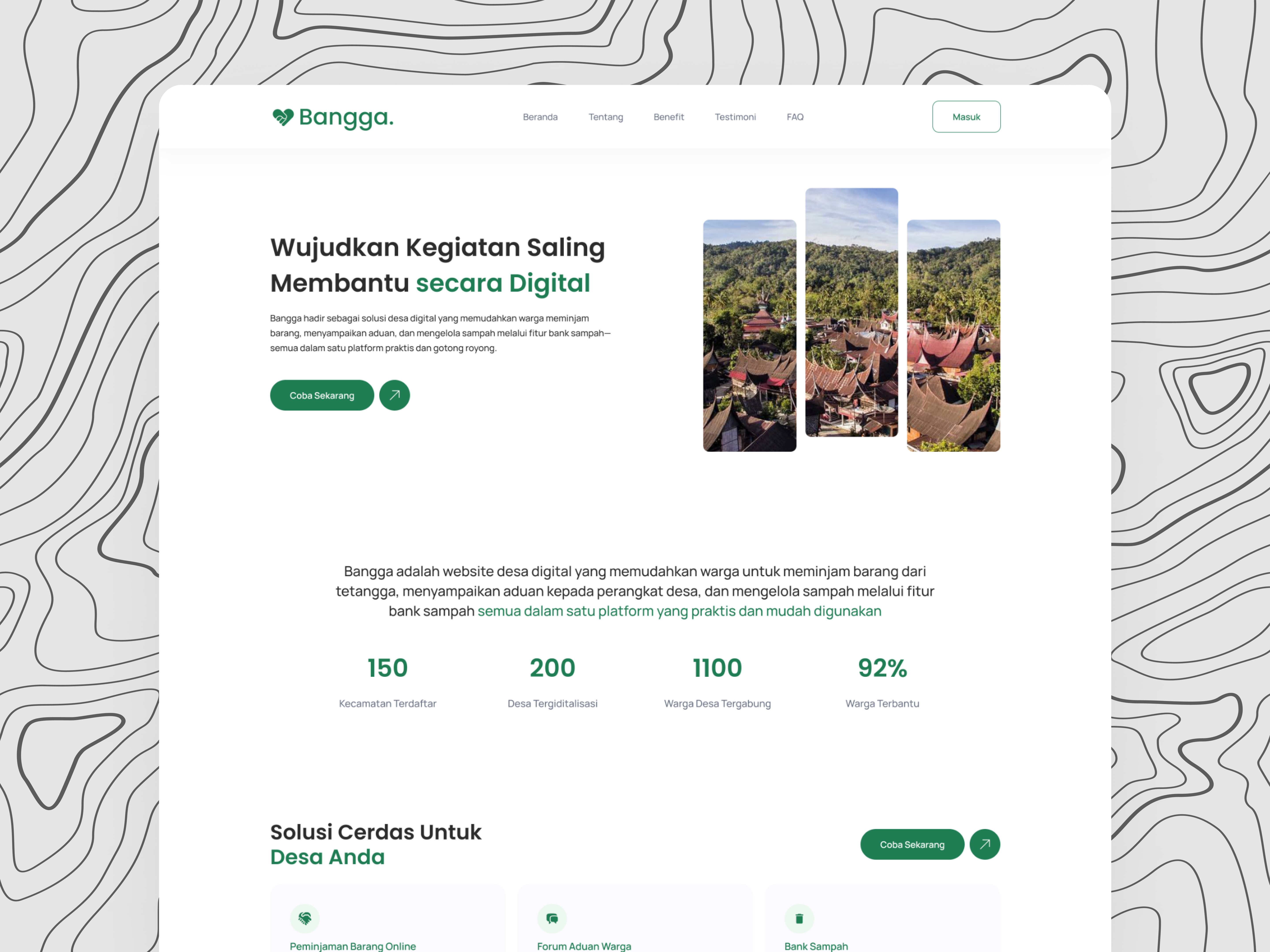 BANGGA: Empowering Rural Communities Through Smart Collaboration city city web city website community website neighbor neighborhood neighborhood website trash services trash services website ui ux village village web village website web web design website website design