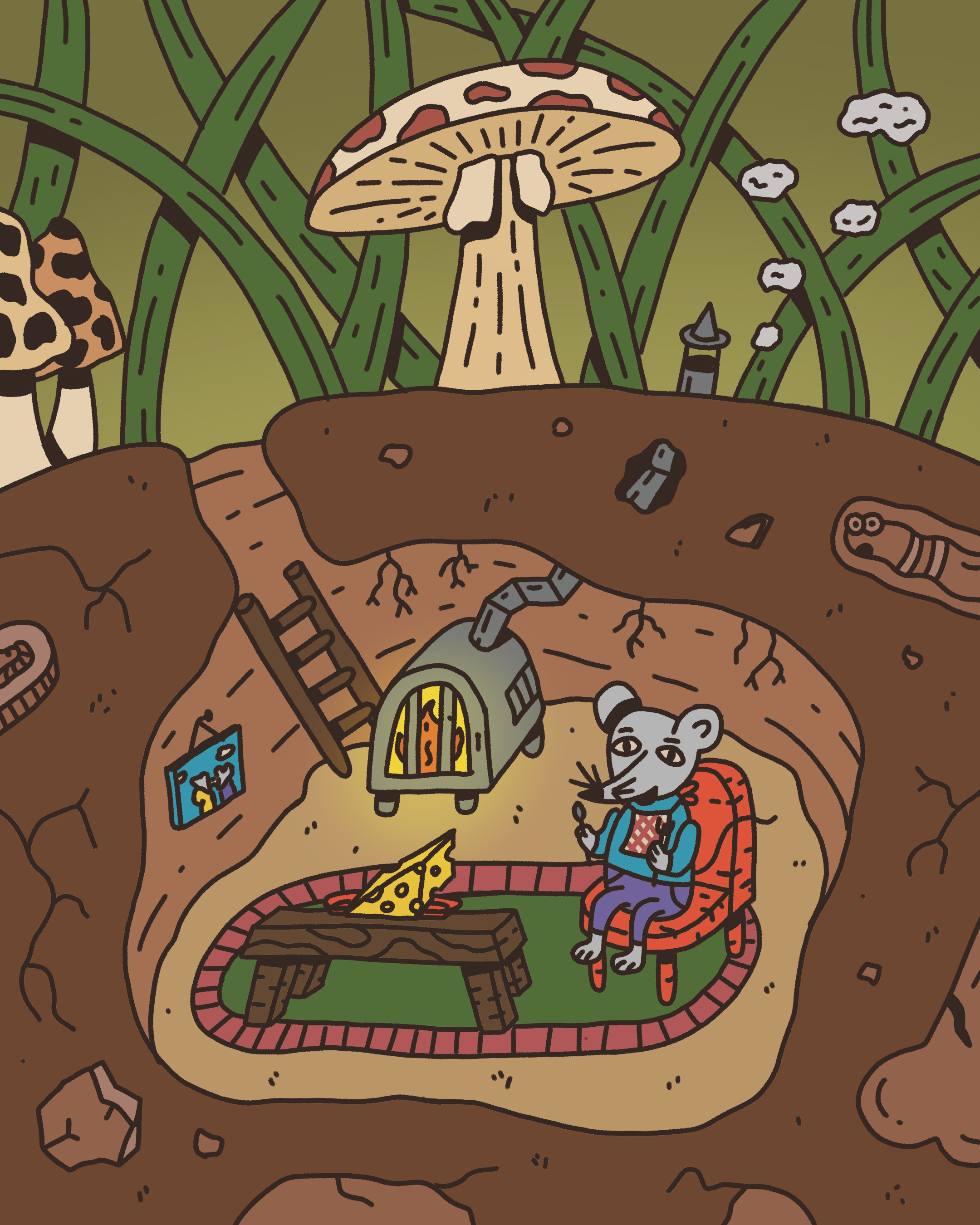 Hole in the Ground comic comic art comic illustration cozy hand drawn illustration mouse whimsical