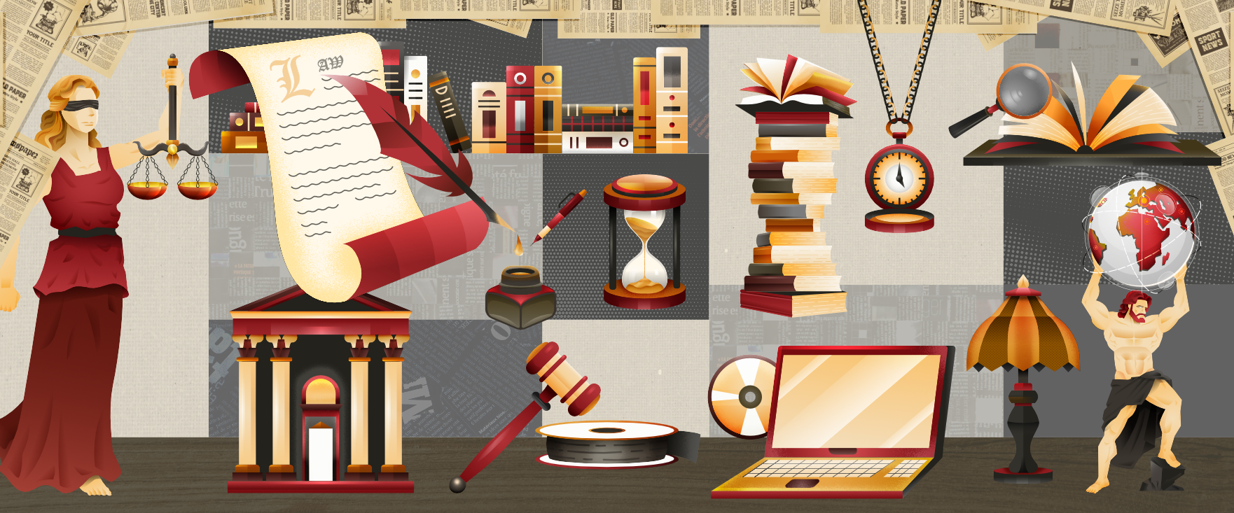 Legal Library Asset Website illustration assets books branding design elements flat flat design illustration legal library newspaper vector vector art vector illustration web web design