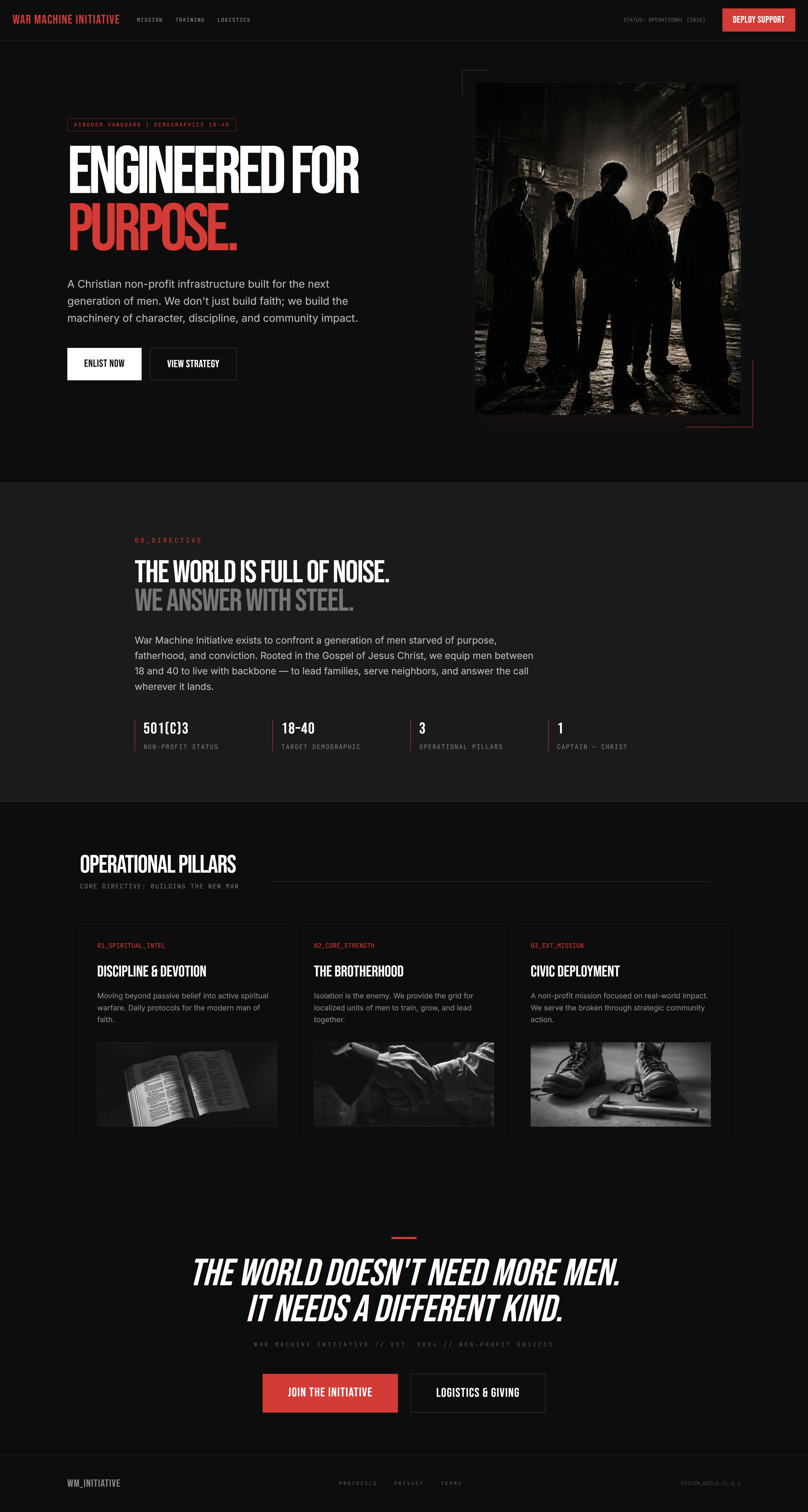 War Machine Initiative - Web Design branding graphic design ui ux web web design website