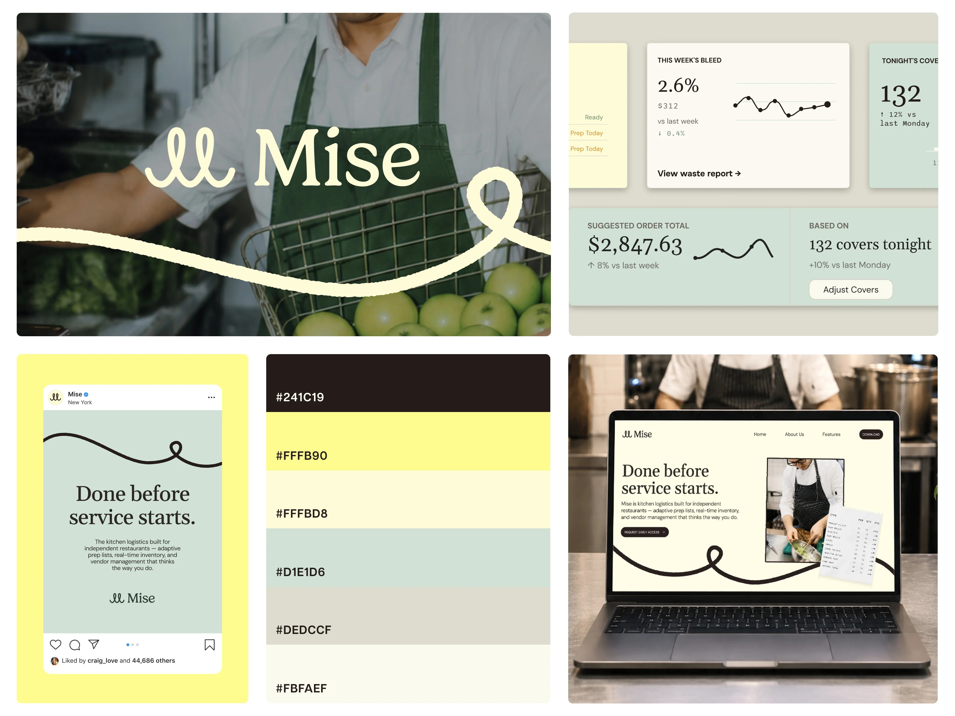 Example of Branding & strategy for kitchen logistics ✦ Mise