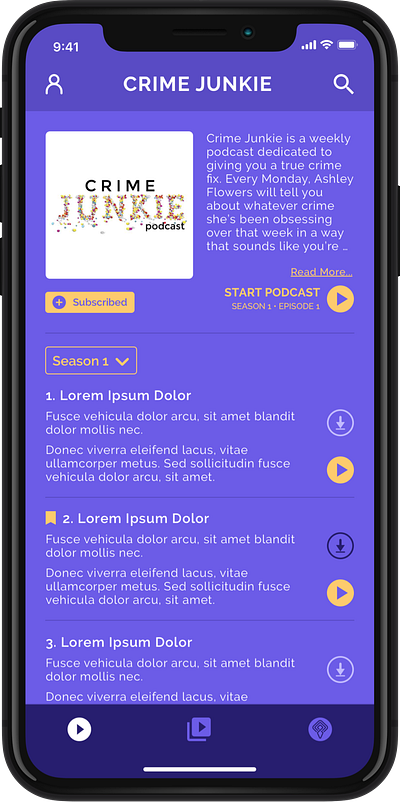 Castic Podcast App app design graphic design ui