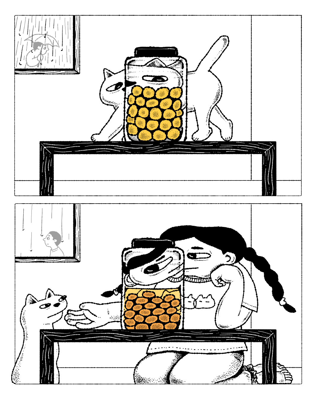 Rain Season (making Umeboshi) adobe art cat comic drawing editrial food human illustration ipad manga