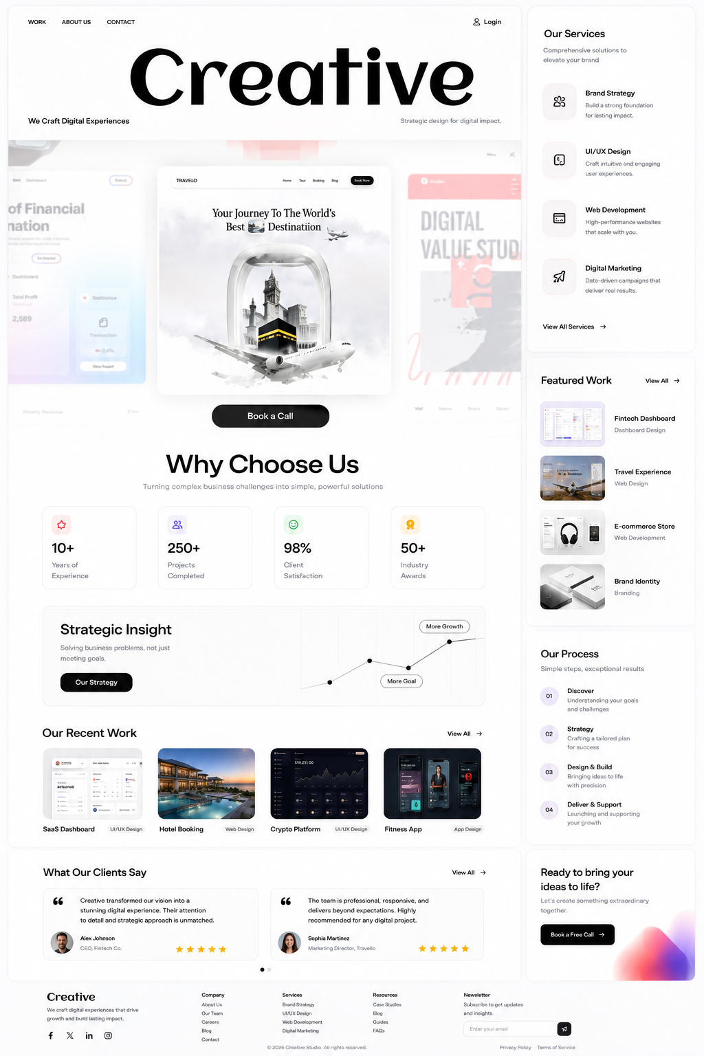 Creative Studio ✦ Agency & Portfolio Website agency animation creative] development landing pages ui uiux ux website white