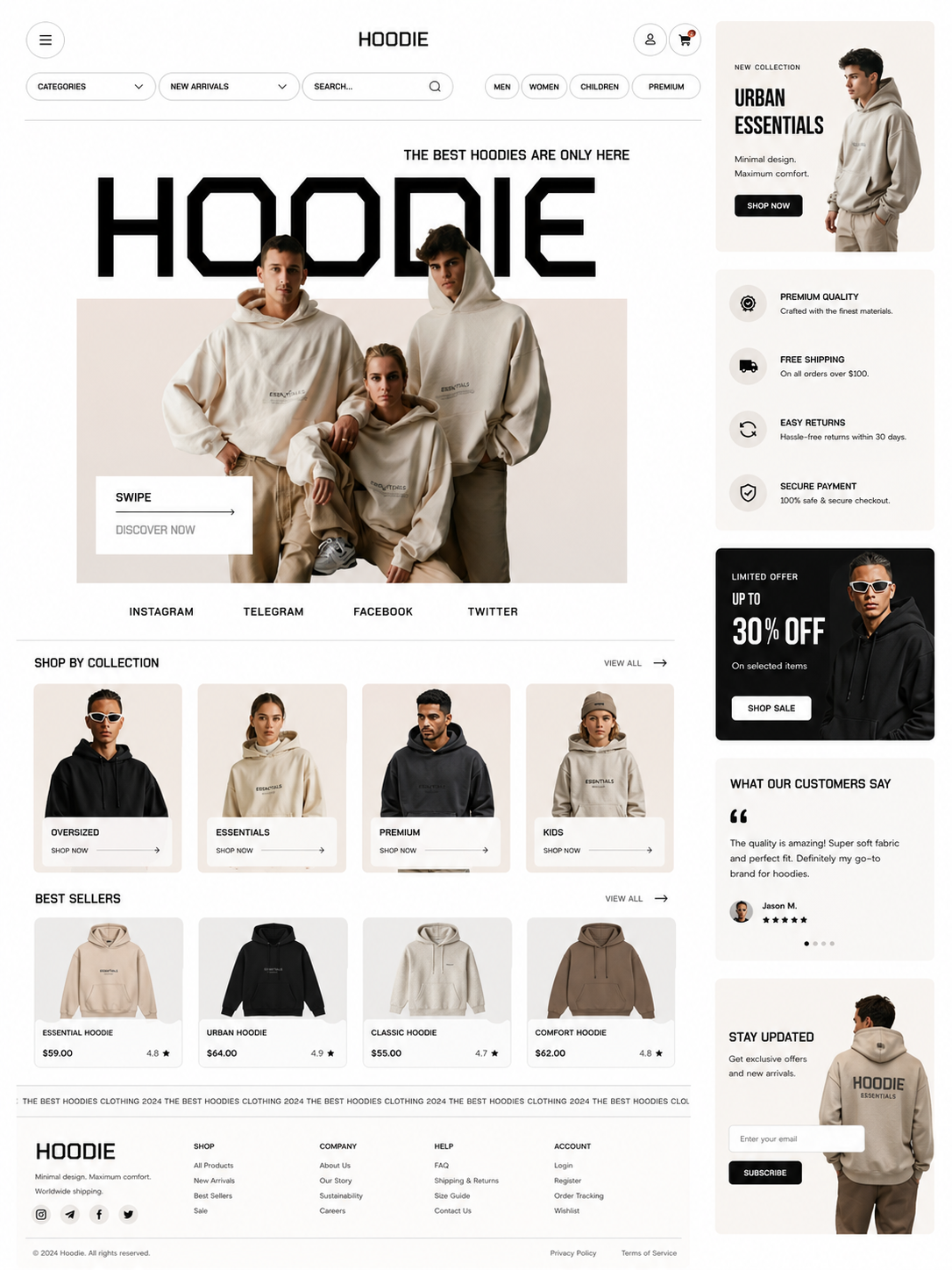 Hoodie ✦ Streetwear E-Commerce Website ankitdanday cloths design development ecommerce graphic design hoodie ui ux website