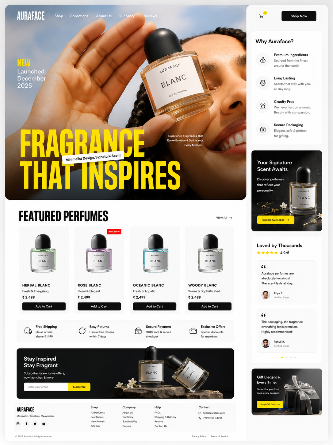 Auraface ✦ Luxury Fragrance E-Commerce Website anki web dev ankitdanday bottel designing dev development graphic design perfume perfume bottel ui ux web website