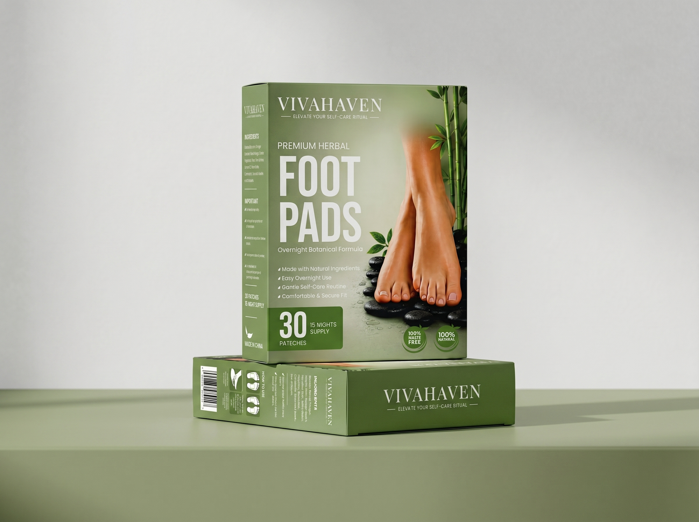 Amazon Box Packaging Design For Premium Herbal Foot Pads amazon amazonpackaging boxdesign branding health herbal label minimalist naturaldesign packaging packagingdesign privatelabel productdesign supplements wellness