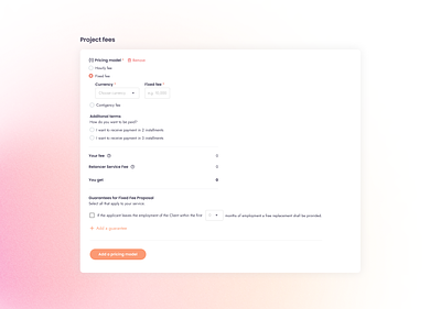 Project fee calculator clean ui minimalistic saas ui ui design web web app web app design webdesign