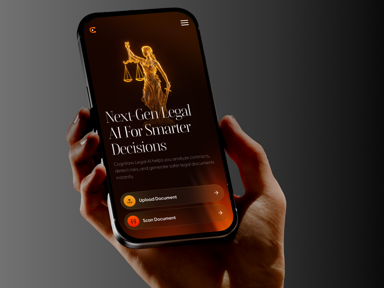 Cognilaw - AI Legal Contract Analysis Mobile App aidesign complianceapp contractanalysis darkui documentanalysis lawfirmtech legalai legaltech mobile app mobileappdesign mobileinterface mobileui productdesign riskdetection