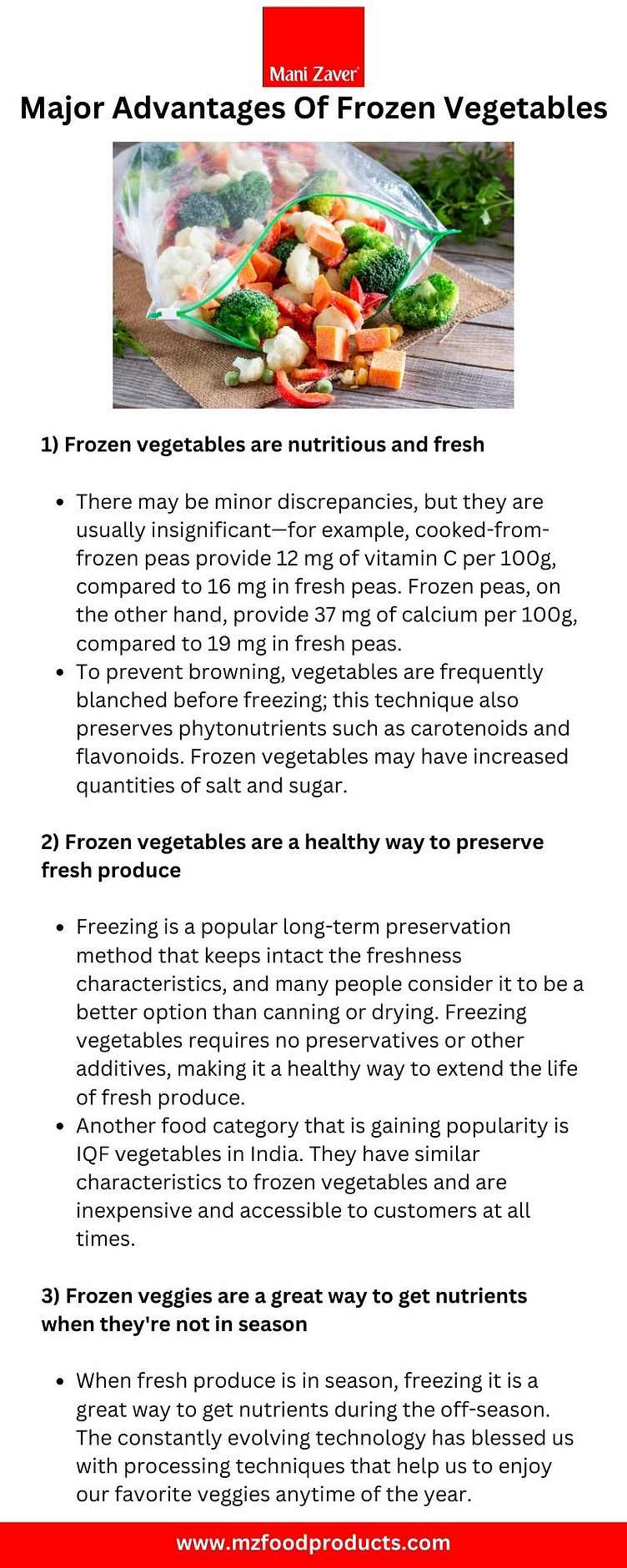 Major Advantages Of Frozen Vegetables by MZ Food Products on Dribbble