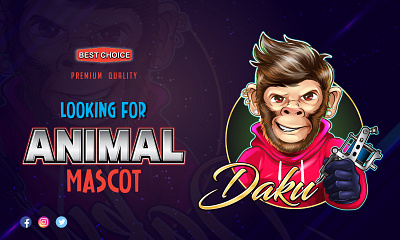 Daku mascot animal mascot caricature logo cartoon cartoon logo character design design graphic design illustration logo monkey mascot