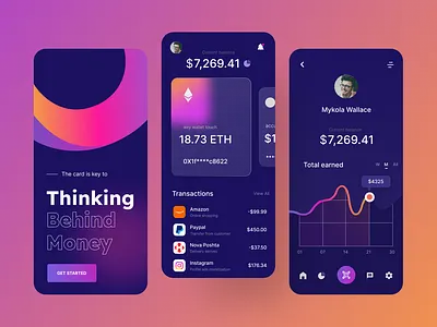 Finance service - Mobile app bankapp bankappdesign banking darkmode fintech glassmorphism gradient mobile app mobile banking product ui ux