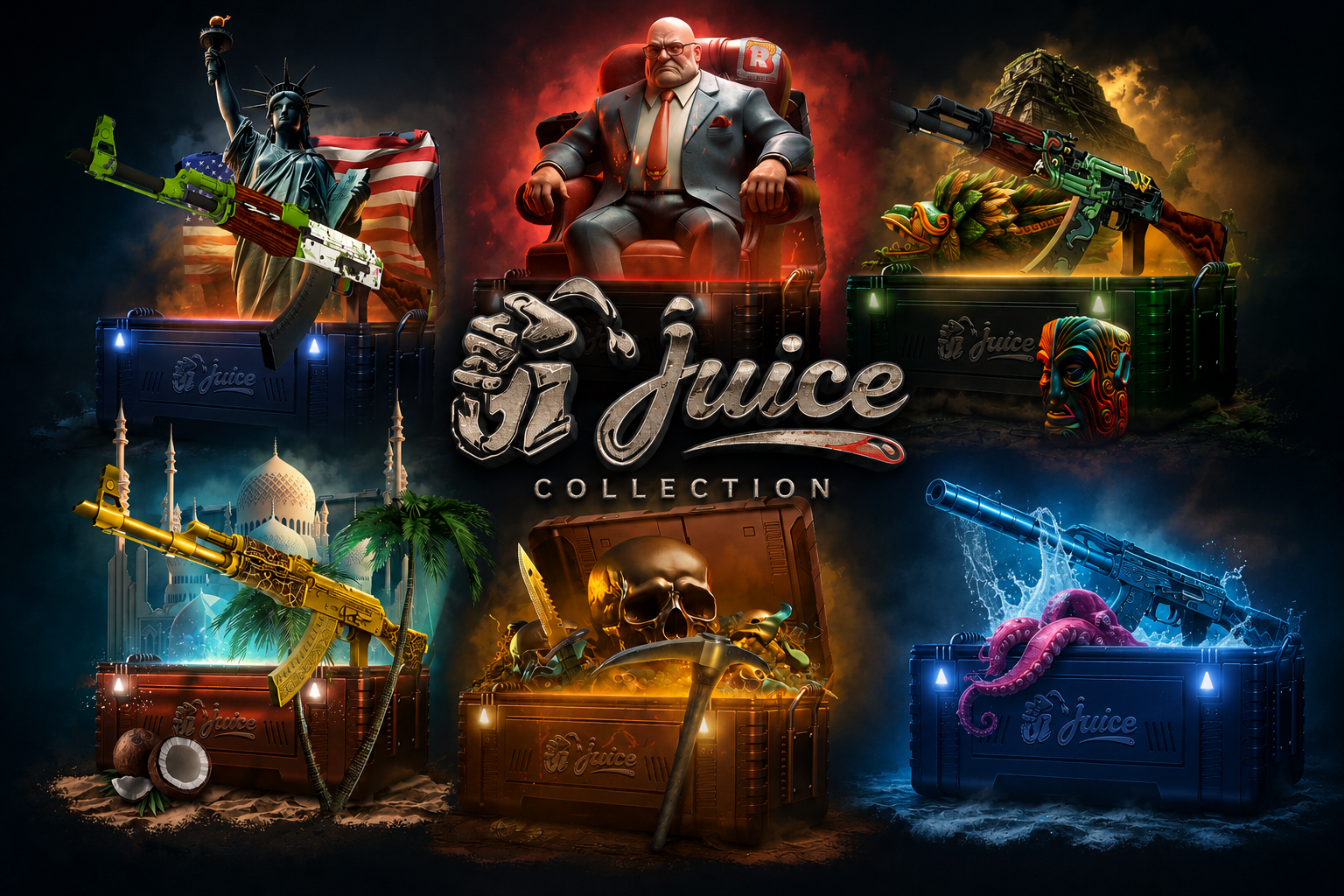 Cases - Juicy Drop 3d cases blender caseopening cases cs2 cs2skins csgo2 freeskins gambling game juicyart open case skins