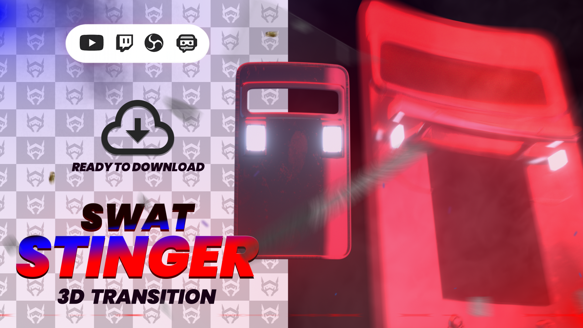 SWAT Stream Transition Pack | OBS Studio Transition 3d a animation branding cod transition graphic design kick transition logo motion graphics police theme stinger twitch twitch transition screen youtube transition