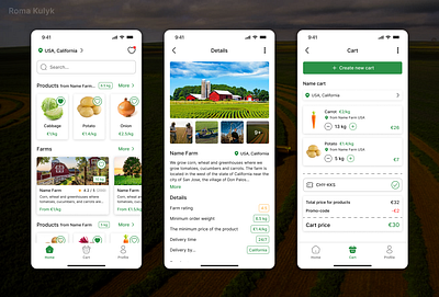 Application for ordering vegetables and fruits directly from the app design fruits mobile store ui ux vegetables and fruits