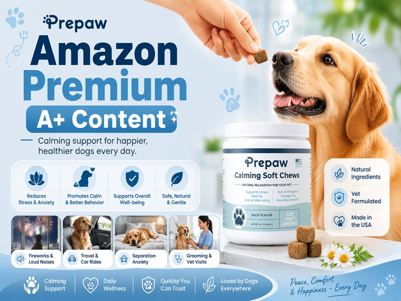 Amazon Premium A+ Content: Calming Soft Chews amazon amazon a content amazon product branding graphic design