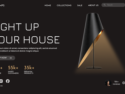 Lamps Landing page Website design house lights lamps landing page light night lamps ui ux