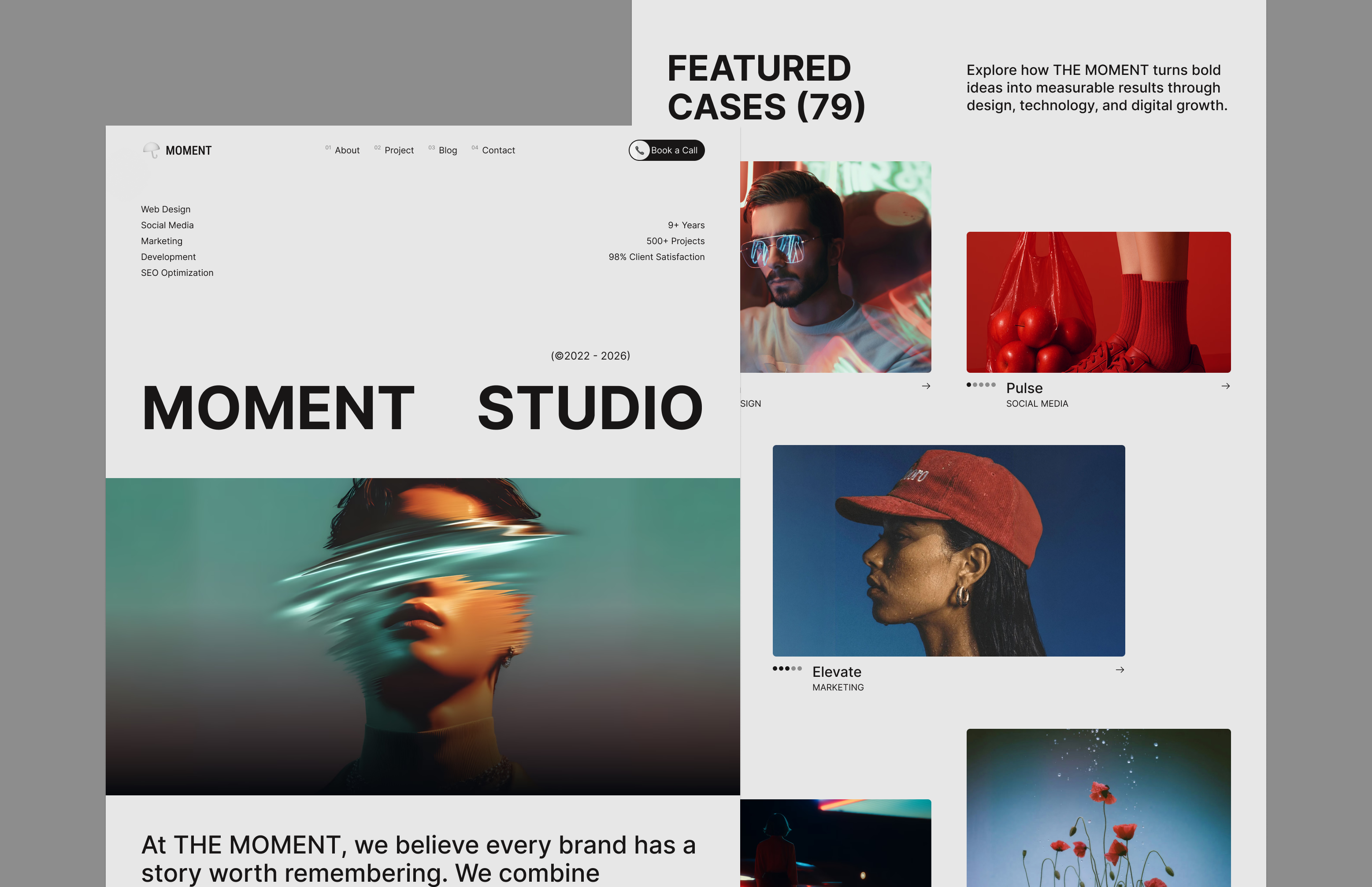Daily UI Challenge d-37 THE MOMENT STUDIO : Agency Landing Page agency creative creative agency creative studio daily ui challenge interested landing page on boarding portfolio studio trending ui challenge ui ux design uidesign viral website