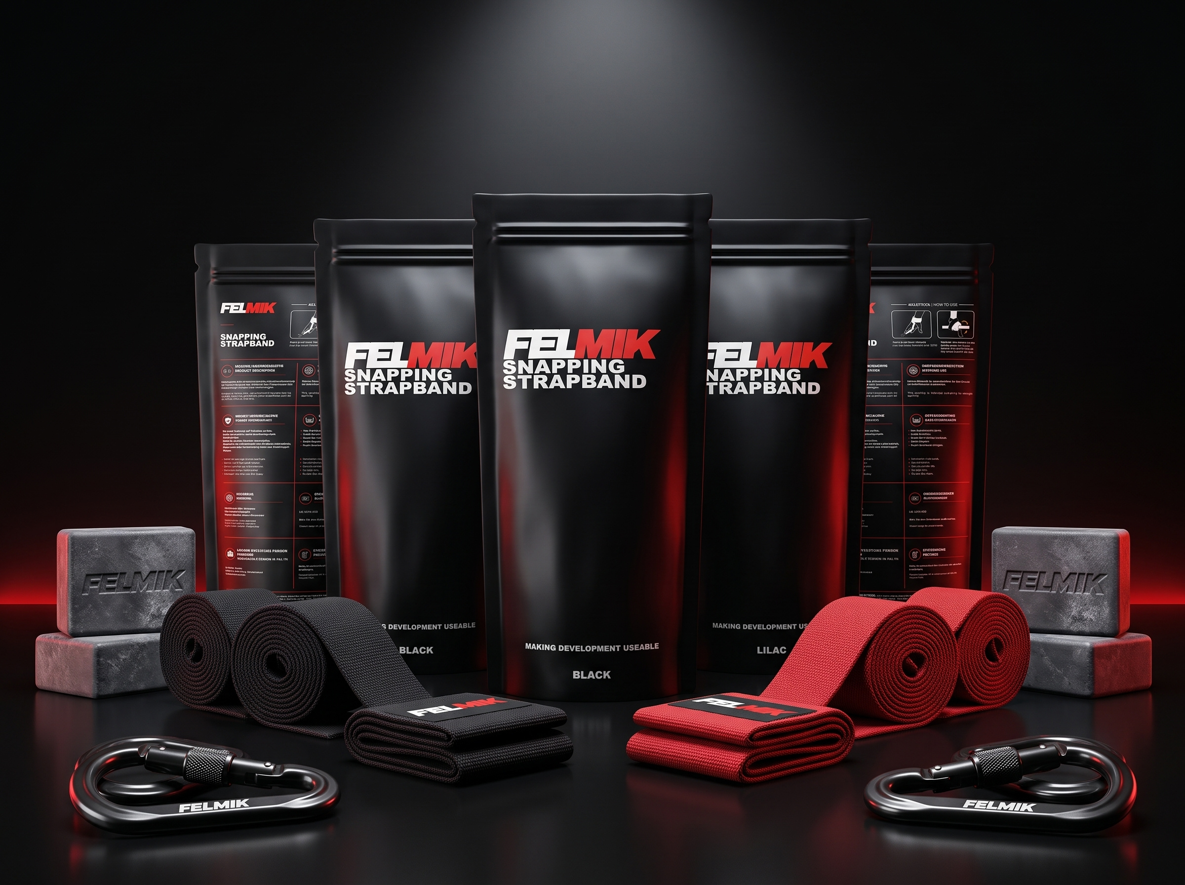 FELMIK Amazon Product Packaging & Lifestyle Design amazon fba amazon listing images amazon packaging design athletic branding brand identity dark theme design e commerce design eu compliance label fitness brand german brand graphic design gym product design label design lifestyle product shot pouch packaging print design private label design product label design sports packaging strength training